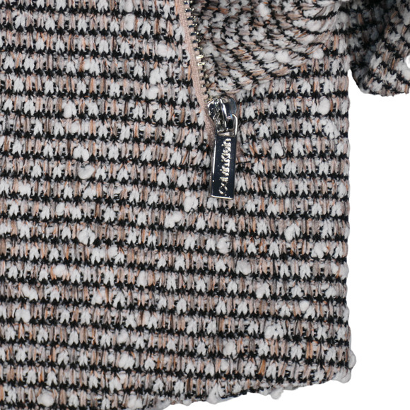 Calvin Klein Knit Blazer Womens Size L Black White Brown Open Crop Moto Jacket - Picture 5 of 9